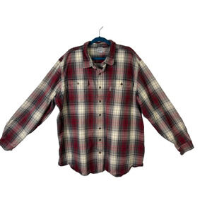 Carhartt Mens 3XL Tall Original Fit Heavyweight Flannel Plaid Button Up Shirt